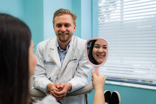 Patient looking in mirror