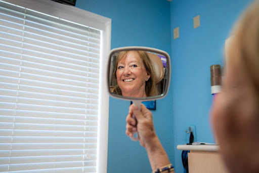 Patient looking in mirror