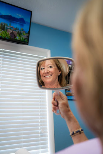 Patient looking in mirror