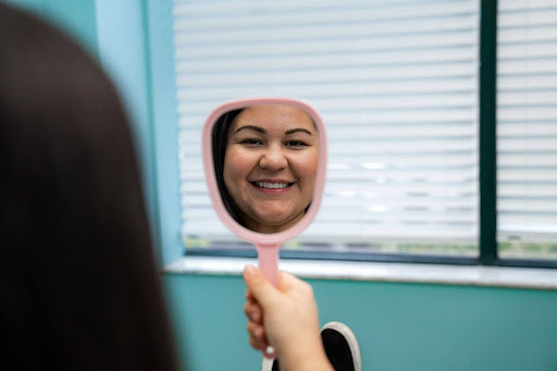 Patient looking in mirror